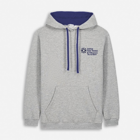 St Thomas de Villeneuve - Sweat capuche bicolore gris/bleu impérial