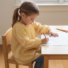 Blouse d'école vichy jaune sans boutons Pomme de la marque Le Tablier Bobine.