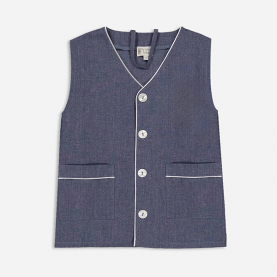 Tablier d'école court bleu jean Raph