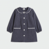 Ste Geneviève - Tablier école fille, col Claudine - bleu jean