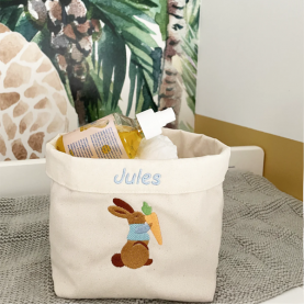 Panier lapin carotte bleu avec prénom personnalisable