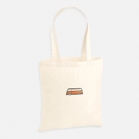  Tote bag brodé Van orange personnalisable maternelle