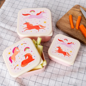 Set de 3 boîtes à goûter - Licorne
