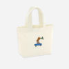Mini tote bag brodé Lapin carriole bleu et verte personnalisable