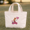Mini tote bag brodé Lapin carriole mauve