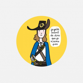 Assiette pour enfant jaune avec un prince qui dit Je goûte avant de dire que je n'aime pas