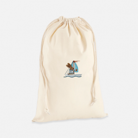 Pochette brodé lapin bateau