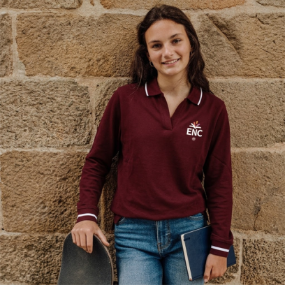 ENC, Blomet - Polo manches longues fille, bordeaux