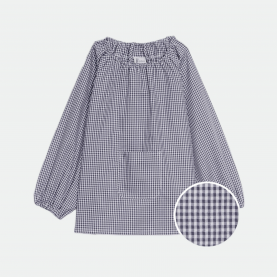 Blouse d'école pour fille vichy bleu gris de la marque Le Tablier Bobine.