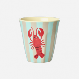 Petit gobelet rayé bleu motif homard