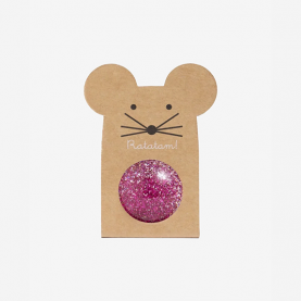 Balle rebondissante souris - Rose paillettes