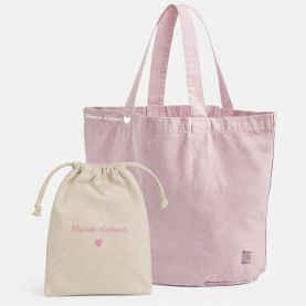 Cabas rose broderie 