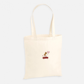 Tote bag brodé lapin carriole rose personnalisable