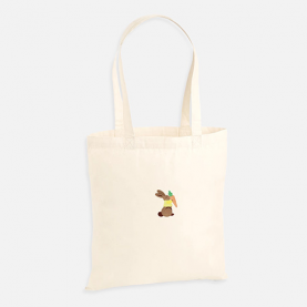 Tote bag brodé lapin jaune personnalisable