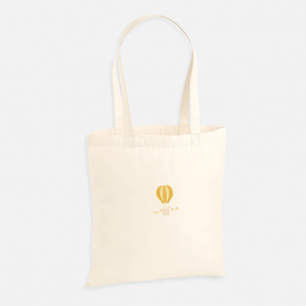 Tote bag brodé montgolfière jaune personnalisable