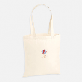 Tote bag brodé montgolfière bleue personnalisable
