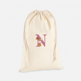 Sac de change lapin fleurs avec lettre personnalisable rose