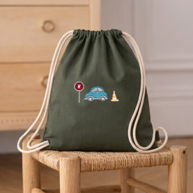 Sac de Gym borderie voiture, vert olive