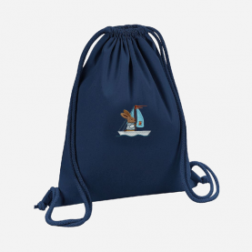 Sac de Gym liens broderie lapin bateau, marine