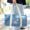 Sac de voyage bleu clair lapin cariole rose personnalisable