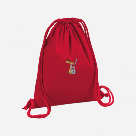 Sac de Gym liens borderie lapin chevalier, rouge