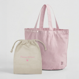 Cabas rose broderie 