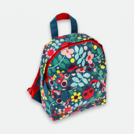 Sac à dos enfant maternelle motif ladybird, imprimé fleurs et coccinelles, tissu léger et résistant, bretelles ajustables, lanière de portage et fermeture zippée. Idéal dès 2 ans pour la maternelle.