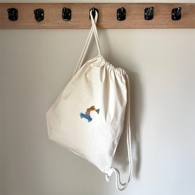 Sac de Gym brodé lapin carriole bleue et verte