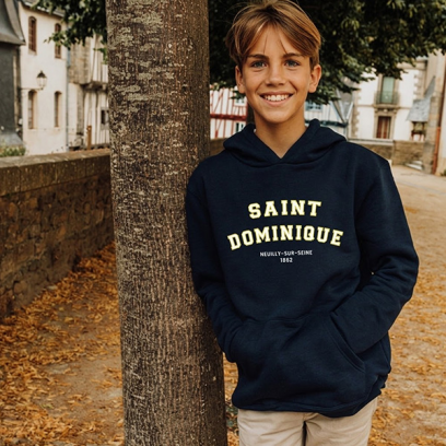 Saint Do - Sweat à capuche broderie centrée, marine