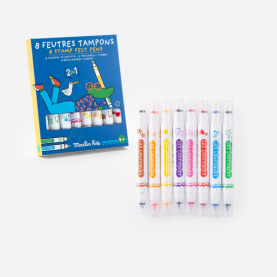 8 feutres tampons 2 en 1 - Les Loufoques