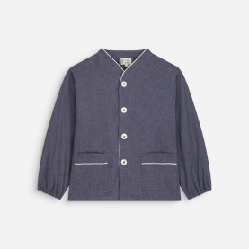 Tablier ecole garcon bleu jean col V Constant
