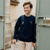 Sweat col rond manches longues brodé, marine - Paul Claudel d'Hulst