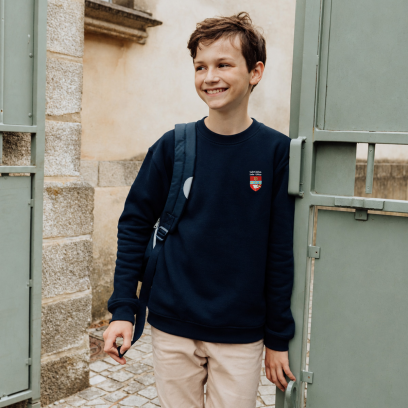 Sweat col rond brodé, marine - Ensemble scolaire Saint Julien, Le Mans 