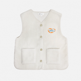 Vincent Serre -  Veste sherpa avec boutons, écrue brodé au logo