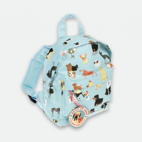 Sac à dos enfant maternelle avec imprimé chiens variés, tissu résistant et léger, bretelles réglables, lanière de portage, fermeture zippée, parfait dès 2 ans pour la crèche ou la maternelle.
