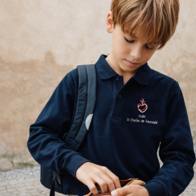 St Charles de Foucauld - Polo manches longues école mixte - Marine