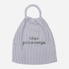 Serviette élastiquée rayée vert de gris - critique gastronomique