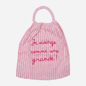 Serviette élastiquée rayée vieux rose - Comme une grande 