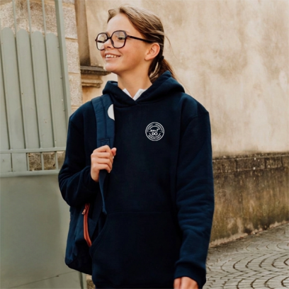 Saint Do - Sweat à capuche broderie côté cœur, marine