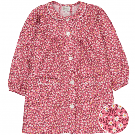 Tablier d'école pour fille, imprimé fleuri. Modèle Justine, col Claudine.