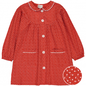 Tablier d'école pour fille, imprimé fleuri. Modèle Justine, col Claudine. La broderie sera réalisée en marine.