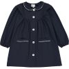 Blanc Mesnil - Tablier école fille, col Claudine – Marine