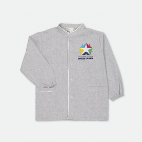 Stella Maris - Tablier Primaire garçon, col Mao à pressions - Gris