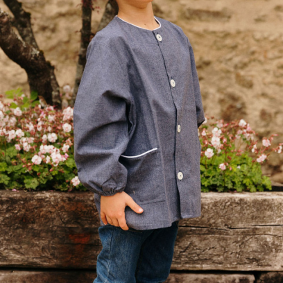 Ecole Saint Leufroy - Tablier mixte court, Bleu jean