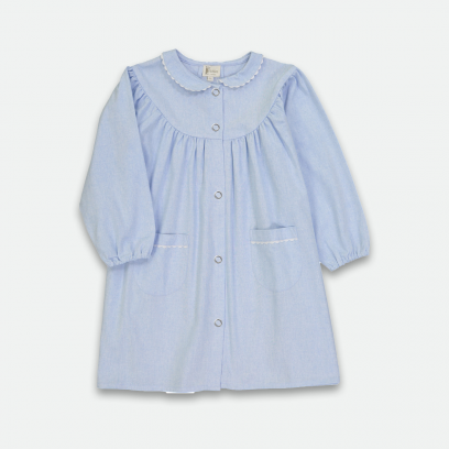 Saint Dominique - Tablier Fille à pressions, col claudine - Ciel