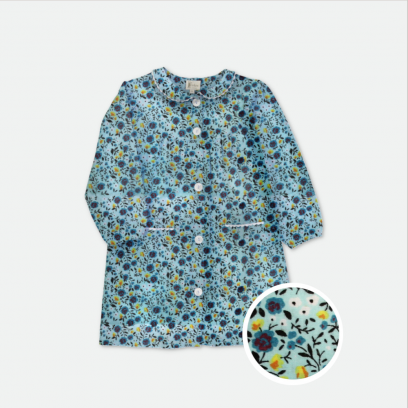 Saint Pierre Saint Paul - Tablier école fille brodé au prénom de l'enfant, col Claudine – Rome fleuri