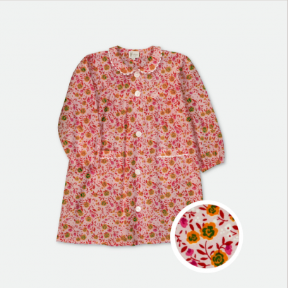 Saint Pierre Saint Paul - Tablier école fille brodé au prénom de l'enfant, col Claudine – Vérone fleuri