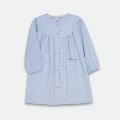 Saint Dominique - Tablier fille à pressions, col rond - Ciel