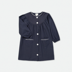 Tablier école fille, col Rond – Marine