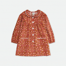 Tablier enfant fille fleuri à col Claudine de la marque le tablier Bobine.